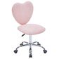 Impressions Vanity Heart Linen Swivel Vanity Chair with Pink Cushion in Matte Silver, , large