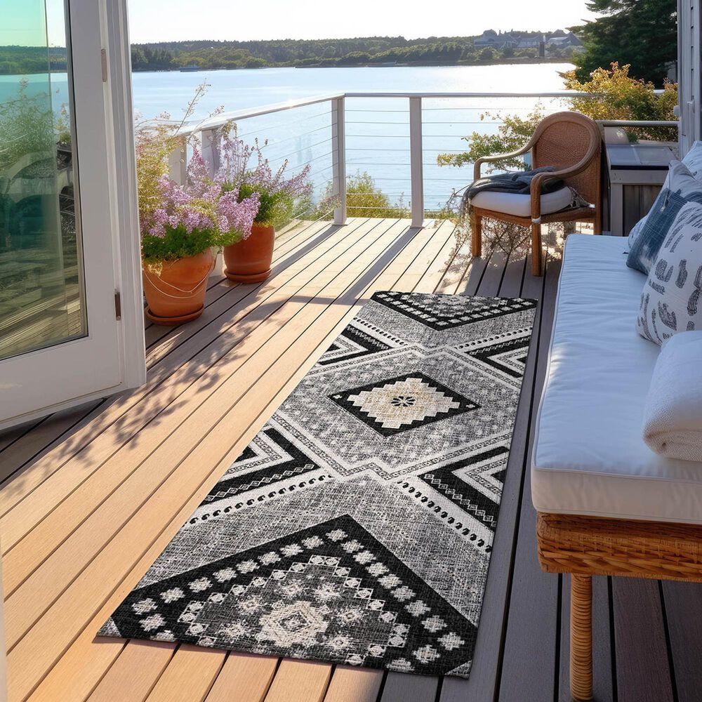 Dalyn Rug Company Portico PO5 Black 2&#39;3&quot; x 7&#39;6&quot; Runner, , large