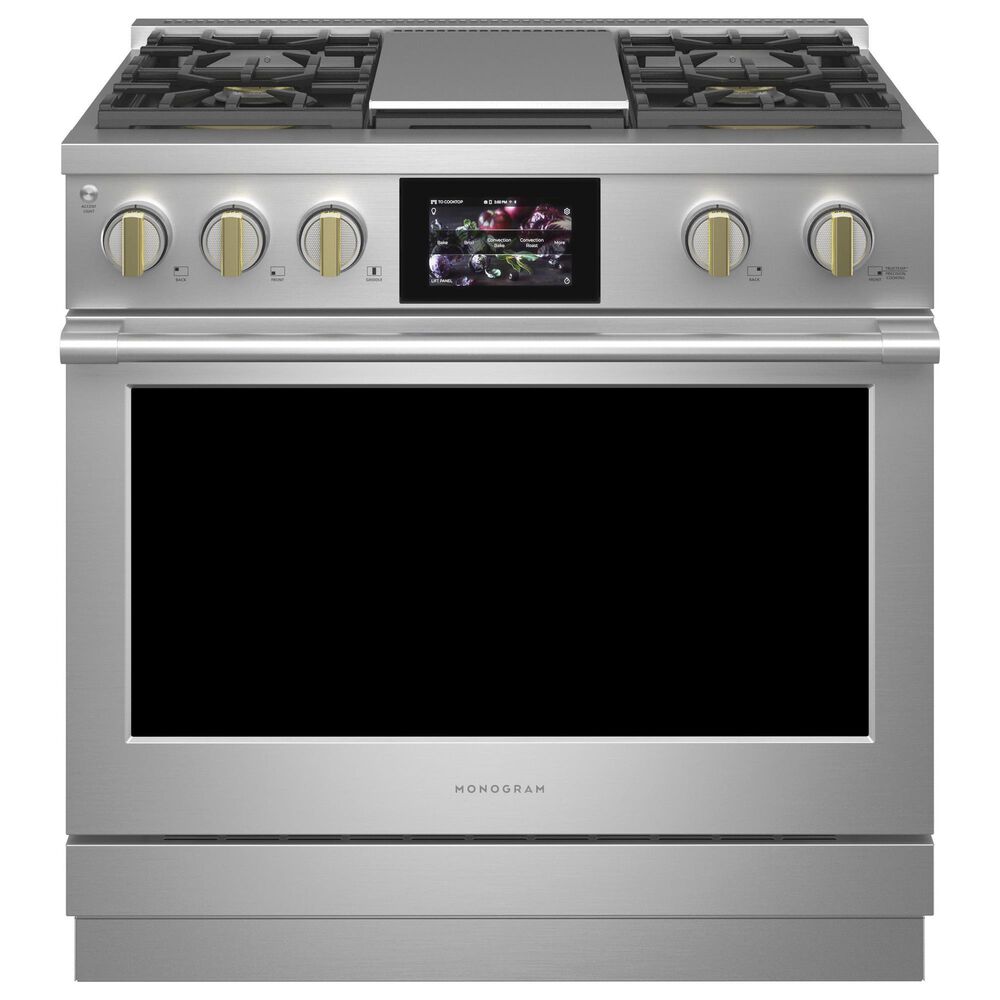 Monogram 36&quot; Dual-Fuel Professional Range with 4 Burners and Griddle in Stainless Steel, , large