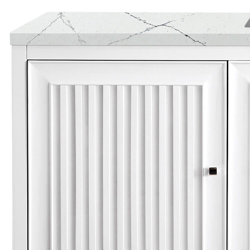 James Martin Vanities Athens 60&quot; Single Bathroom Vanity in Glossy White with 3 cm Ethereal Noctis Quartz Top and Rectangular Sink, , large