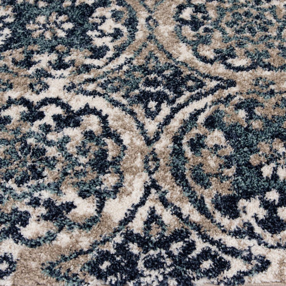Central Oriental Tulsa Ledyard 5&#39; x 7&#39;3&quot; White Sand and Blue Navy Area Rug, , large