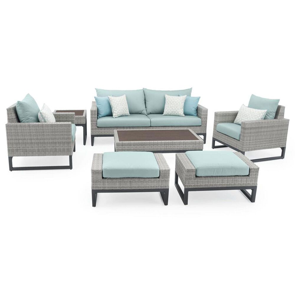 RST Brands Milo 7-Piece Sunbrella Patio Deep Seating Set in Spa Blue, , large