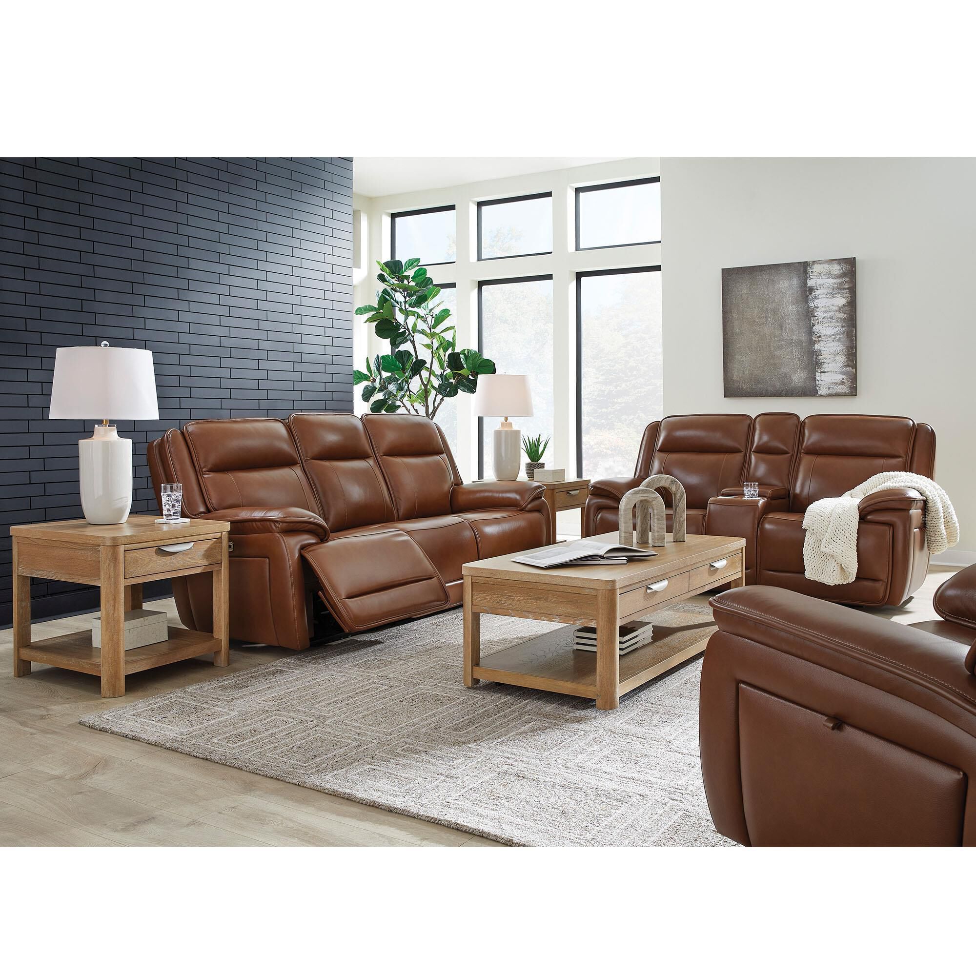 Ashley Healy Pier Power Reclining Sofa in Chocolate