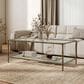 Furniture of America Lalia Coffee Table with Tempered Glass Top and Open Storage Shelf in Matte Gold, , large