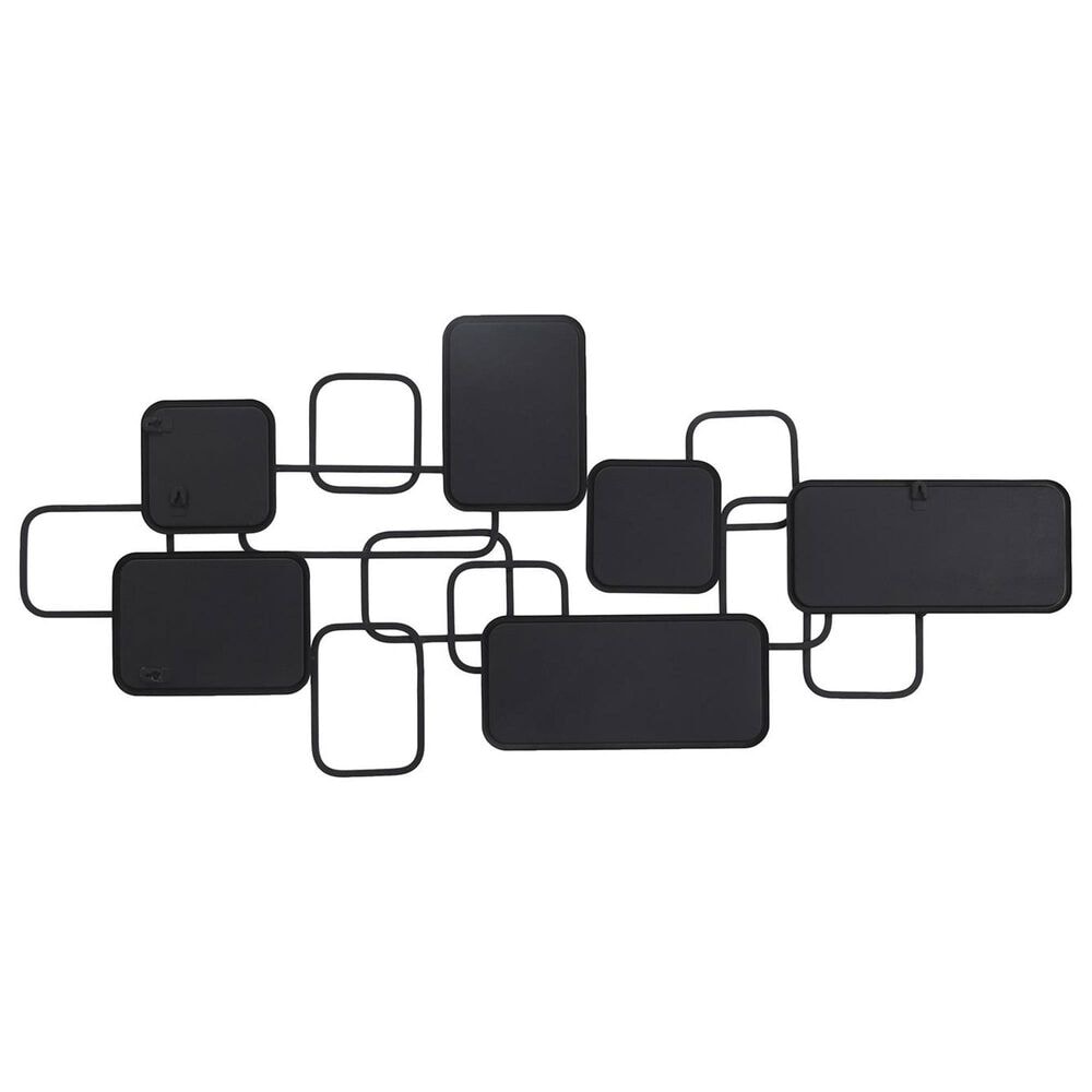 Maple and Jade 21&quot; x 46&quot; Metal Geometric Overlapping Rectangular Wall Mirror in Matte Black, , large