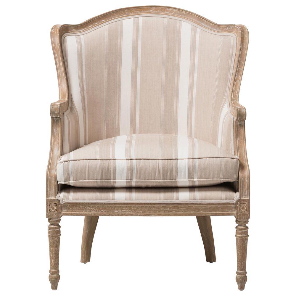Baxton Studio Charlemagne Accent Chair in Tan and Brown, , large