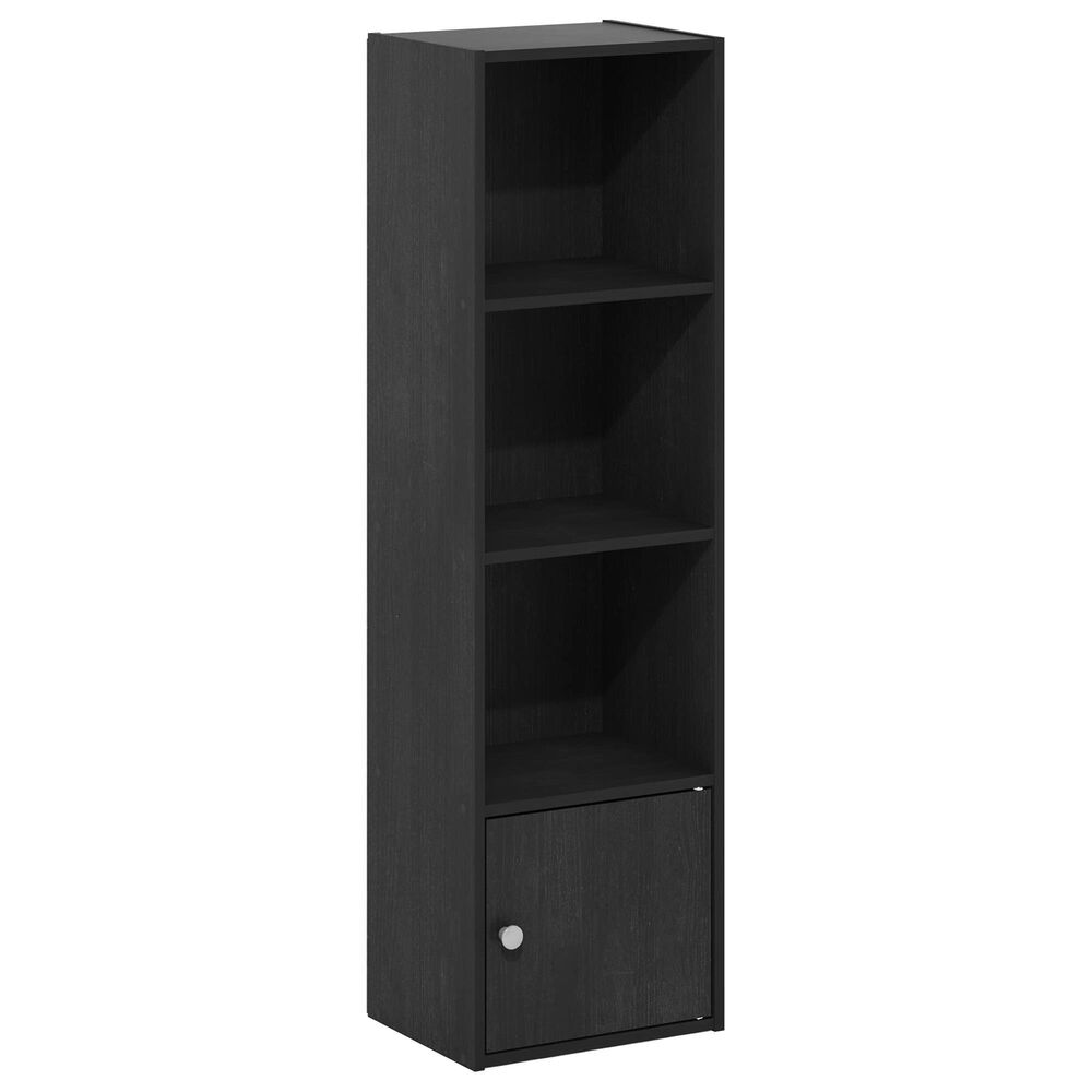 HOMLUX 4-Tier Shelf Bookcase with Door Storage Cabinet in Blackwood, , large