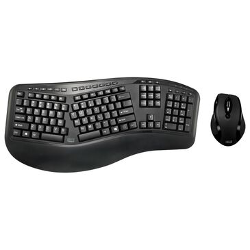 Adesso Wireless Ergo Keyboard and Laser Mouse Combo in Black, , large