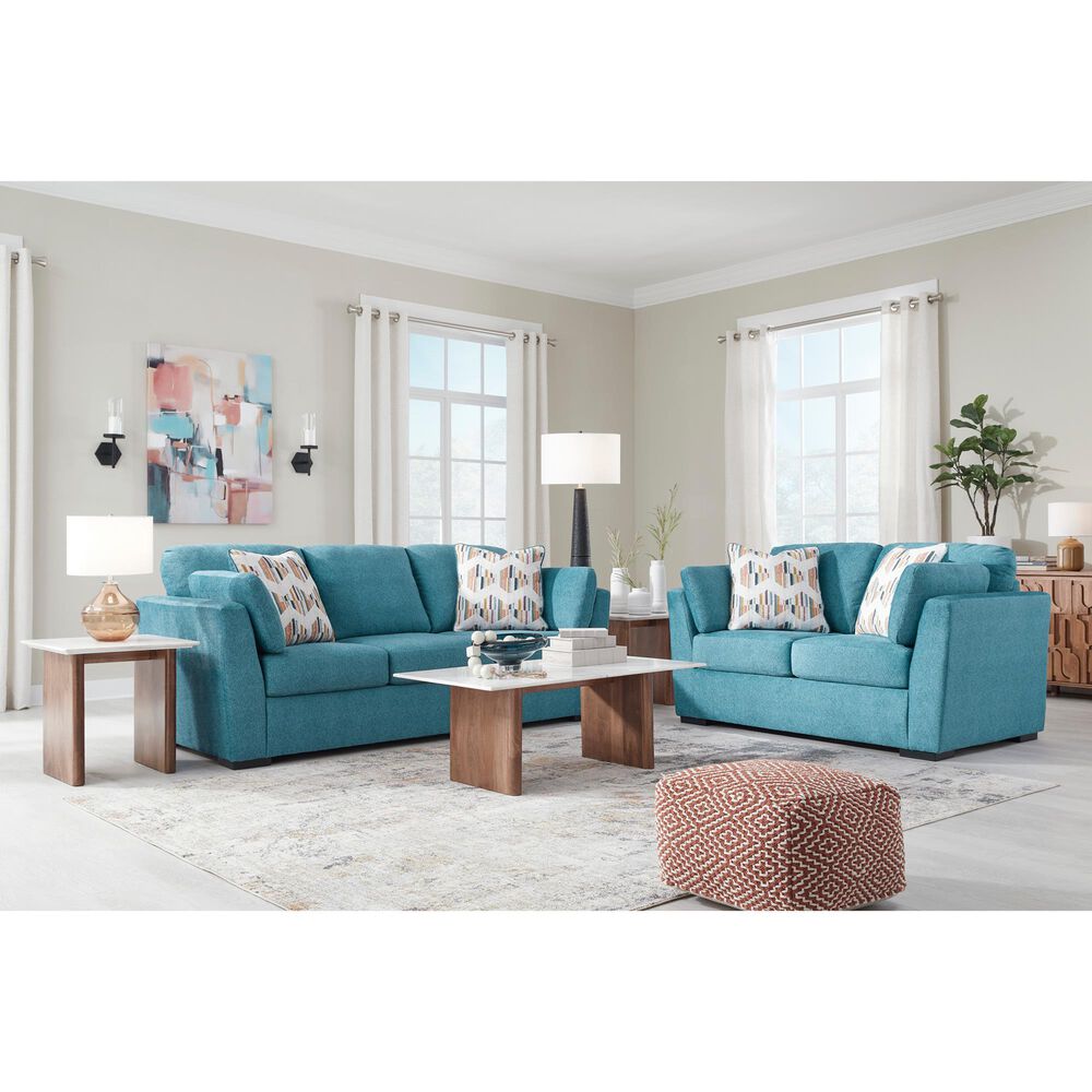 Ashley Keerwick Stationary Queen Sofa Sleeper in Teal, , large