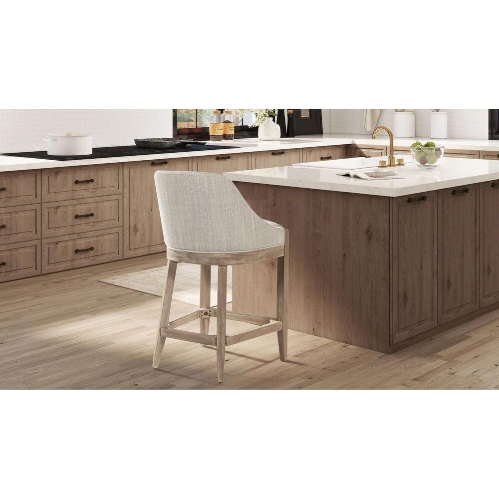 Jennifer Taylor Home Newport 26.5" Counter Stool with Neutral Gray Cushion in Brushed Natural, , large