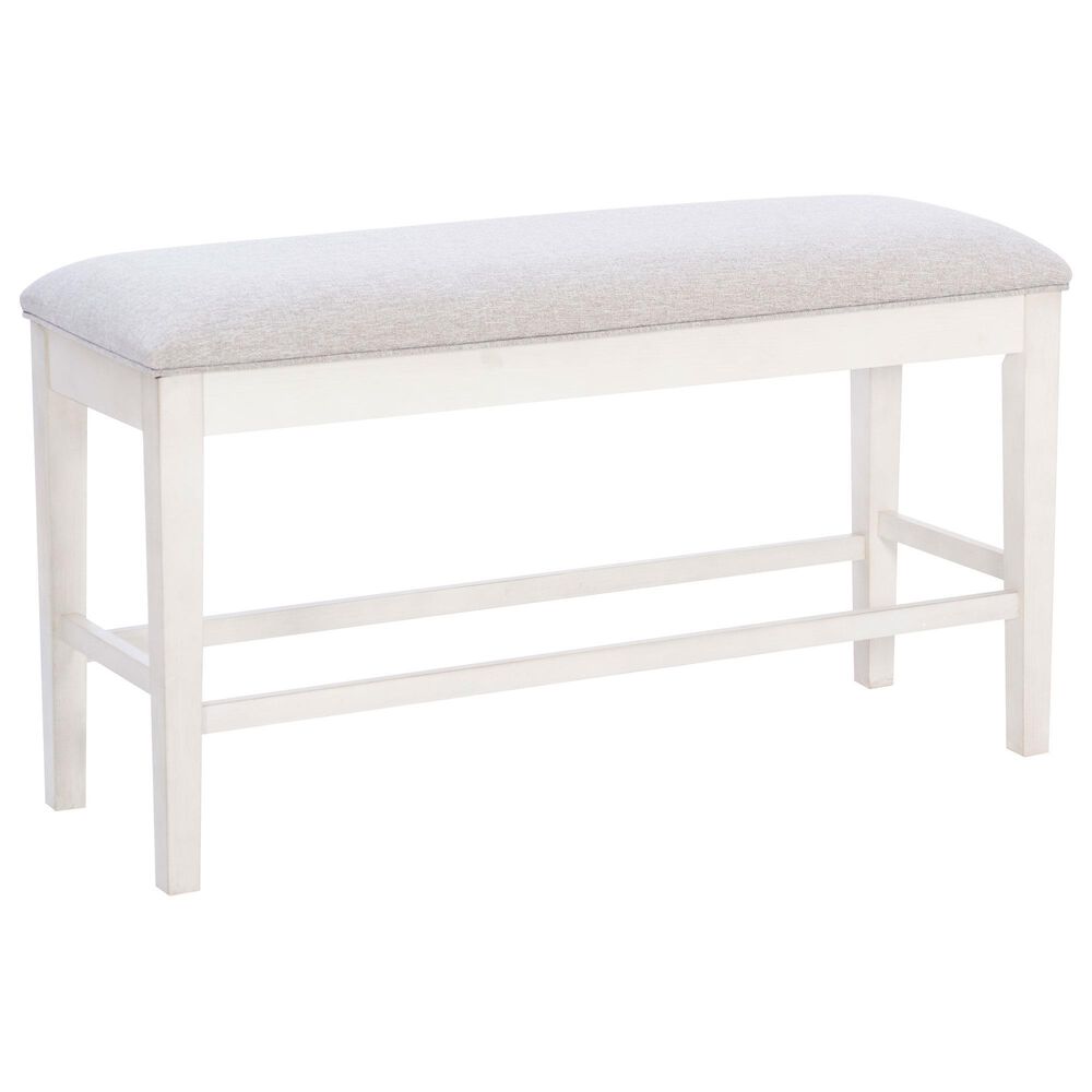 Linon Home Decor Marcum Counter Bench with Grey Cushion in Cream, , large