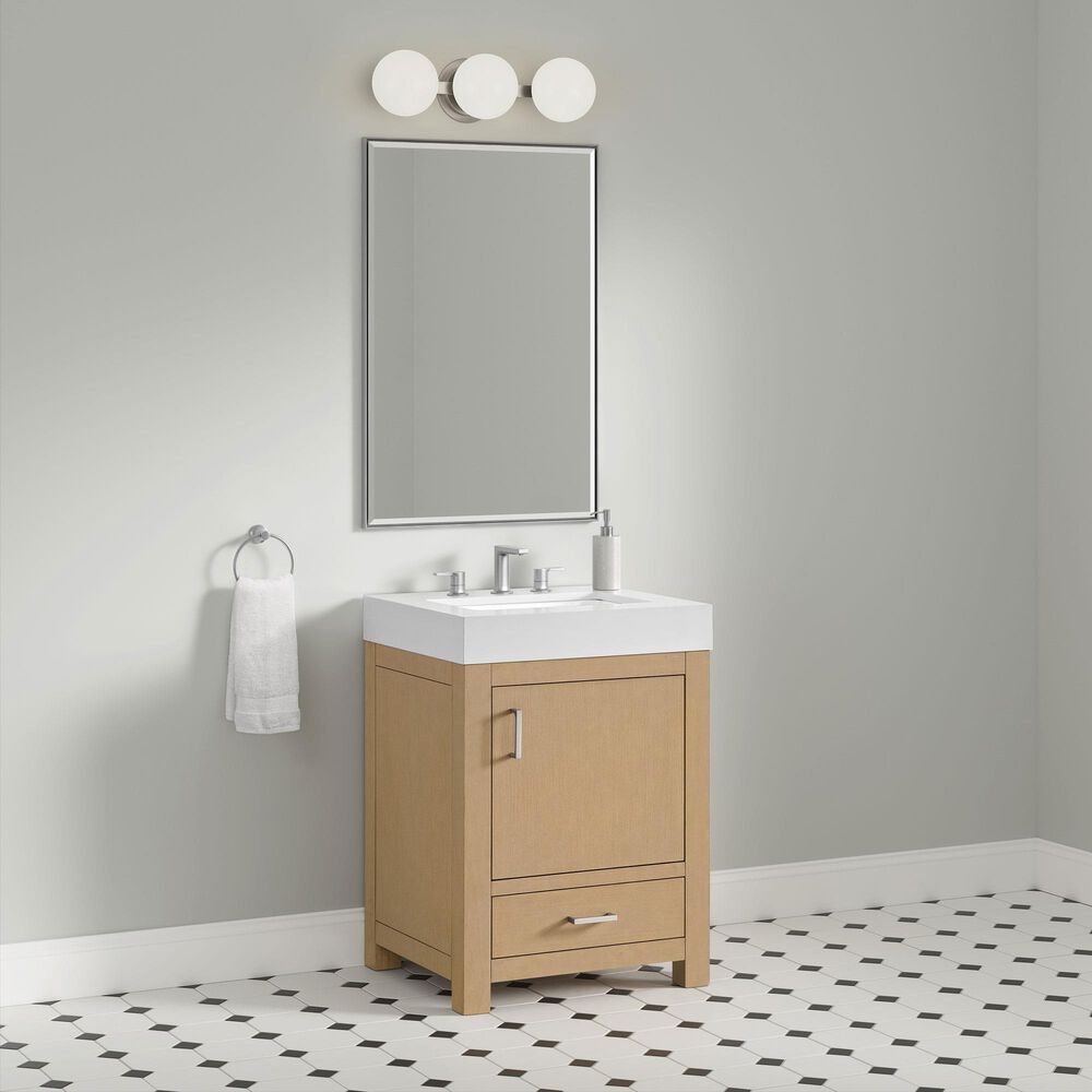 37B Alanya 24" Single Bathroom Vanity in Warm Oak with White Composite Stone Top, , large