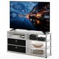 HOMLUX 46.6" Simple Design TV Stand with Bins in White Oak, Stainless Steel and Black, , large