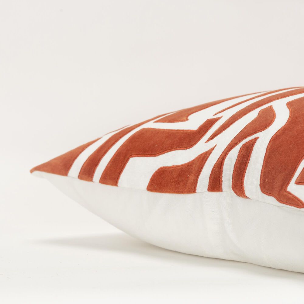 Rizzy Home 20&quot; x 20&quot; Abstract Down Filled Throw Pillow in Ivory and Terracotta, , large
