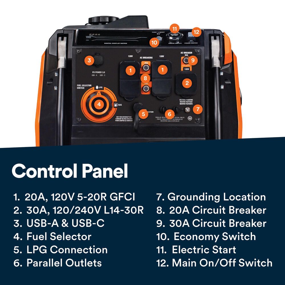 Generac iQ3800 Portable Inverter Generator in Orange and Black, , large