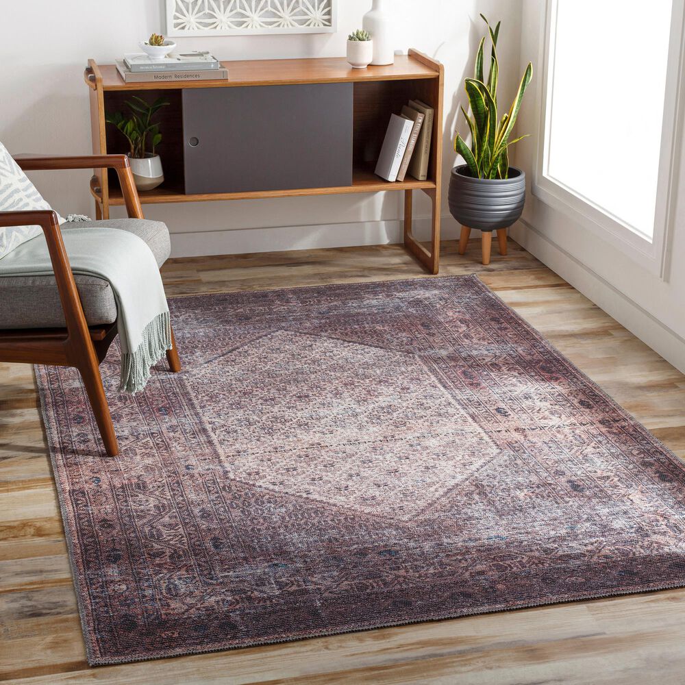 Surya Colin 7&#39;10&quot; x 10&#39;2&quot; Plum, Ink Blue, Dusty Pink and Cream Area Rug, , large