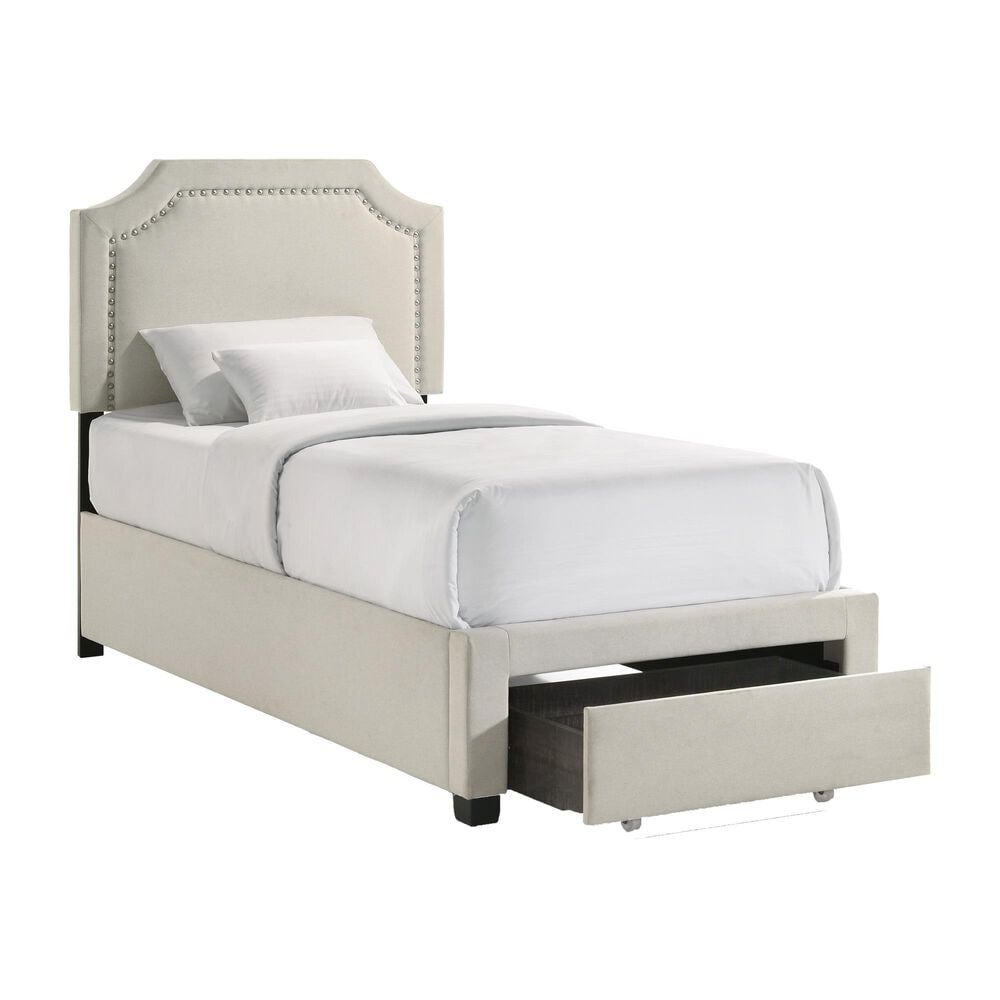 Hawthorne Furniture Tropic Twin Upholstered Storage Bed in Beige, , large
