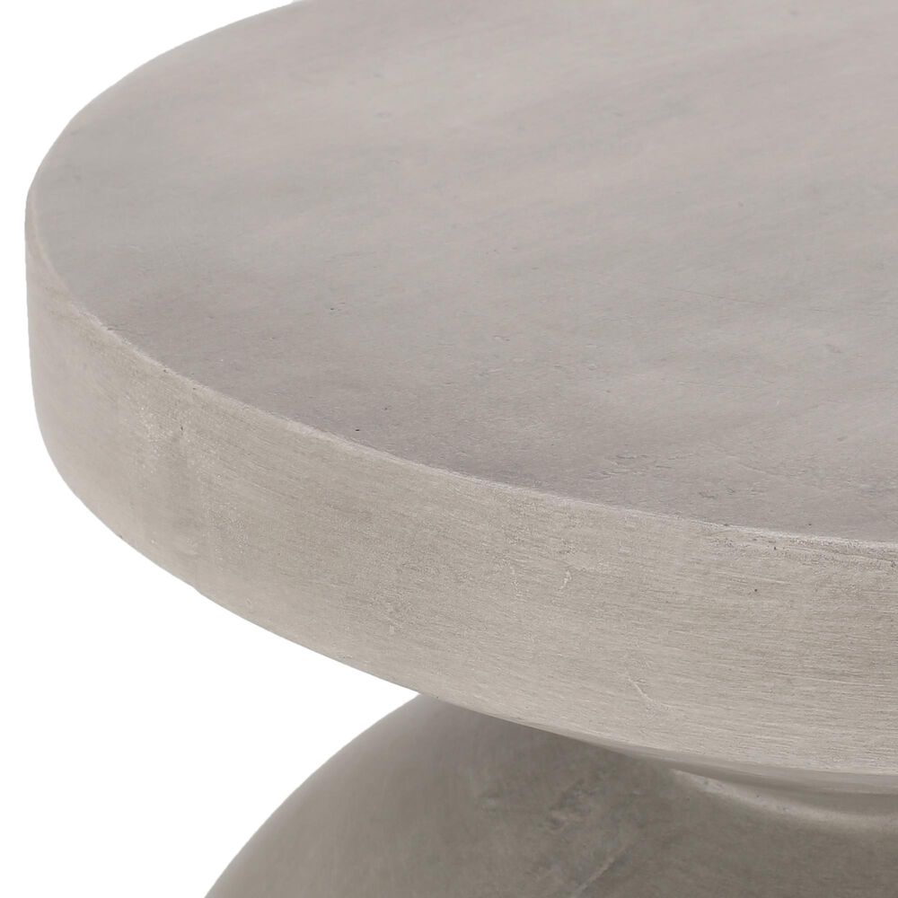 Hearth and Haven Outdoor Sculptural Round End Table with Pedestal Base in Natural, , large