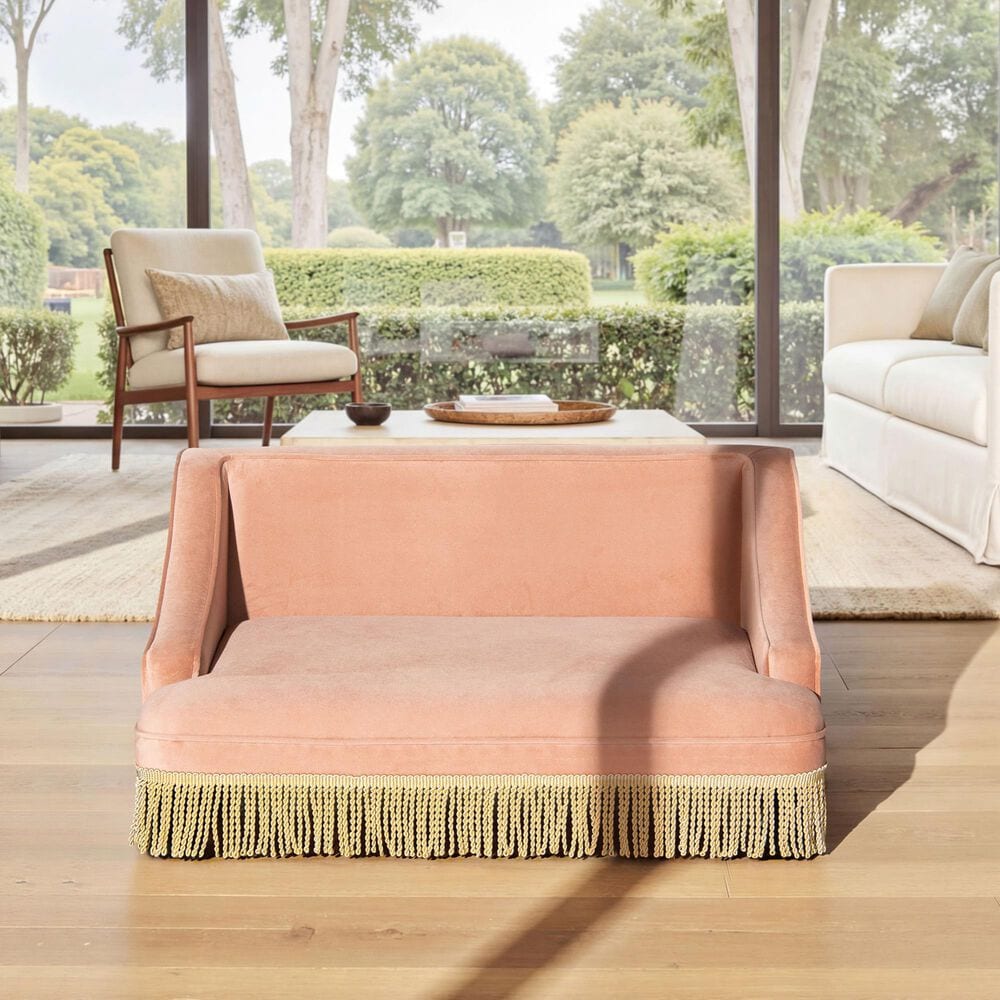 Jennifer Taylor Home Duchess 33" Medium Princess Pet Bed Sofa with Fringe Skirt in Peach Orange, , large