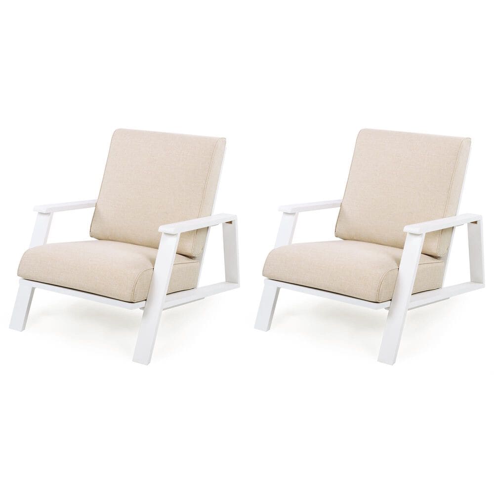 Hearth and Haven Outdoor Lounge Chair with White Frame in Beige (Set of 2), , large