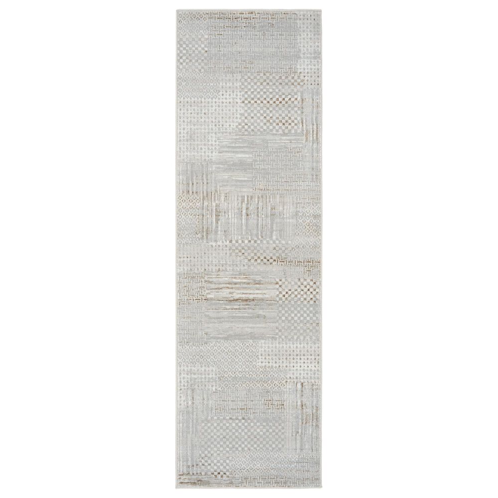 Nourison Glitz GLZ09 Silver and Grey 2"3" x 7"6" Runner, , large
