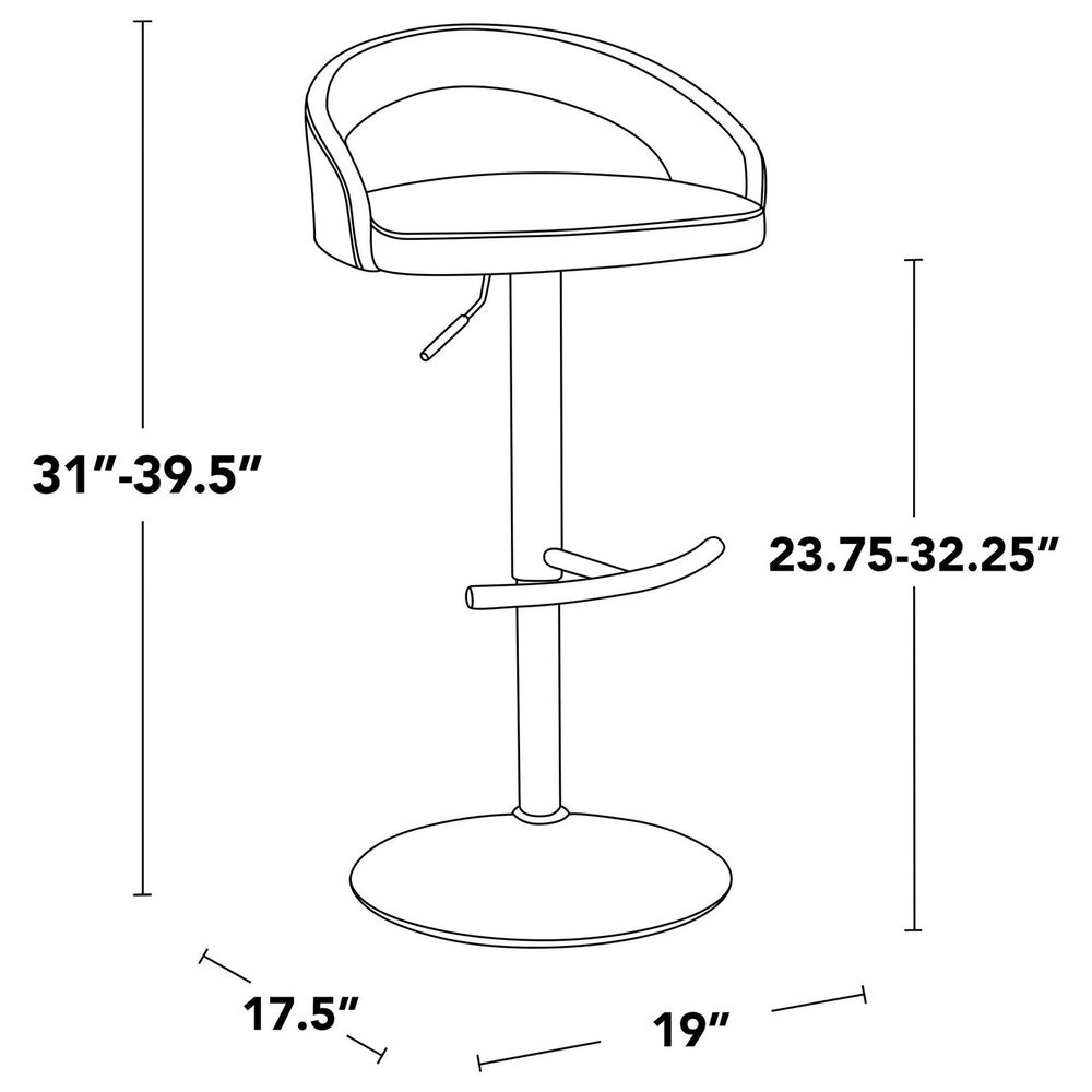 LumiSource Grotto Adjustable Bar Stool with Grey Faux Leather Upholstery in Gold (Set of 2), , large