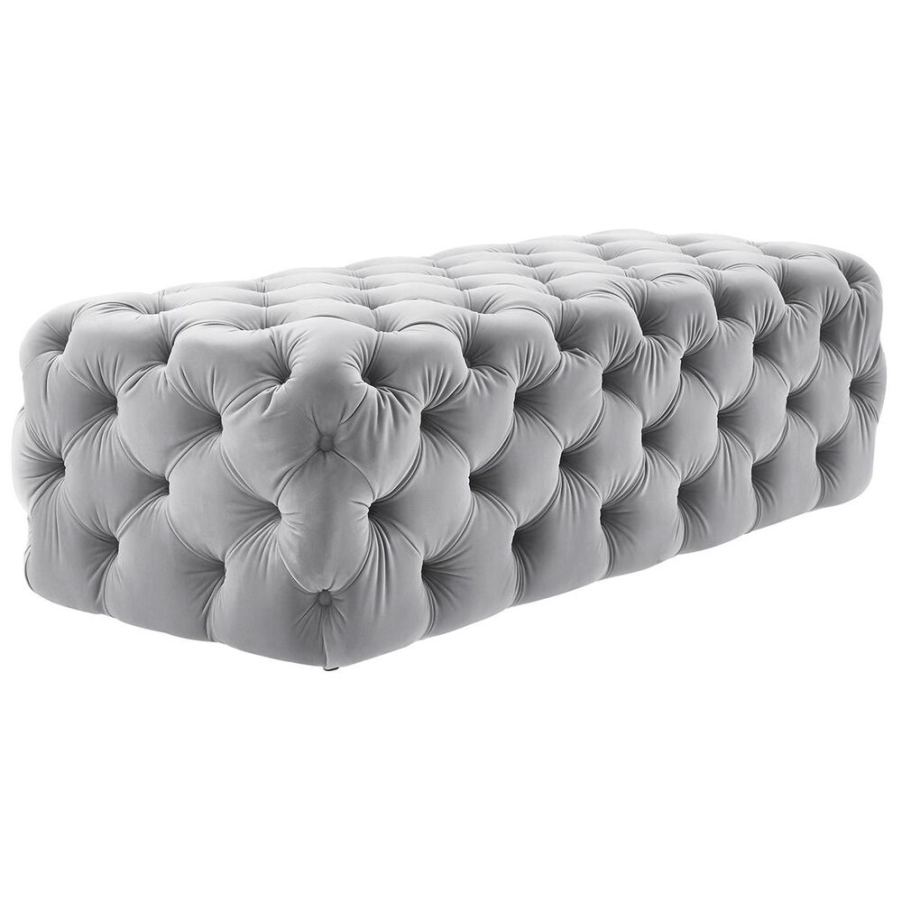 Tov Furniture Kaylee Jumbo Grey Velvet Ottoman, , large