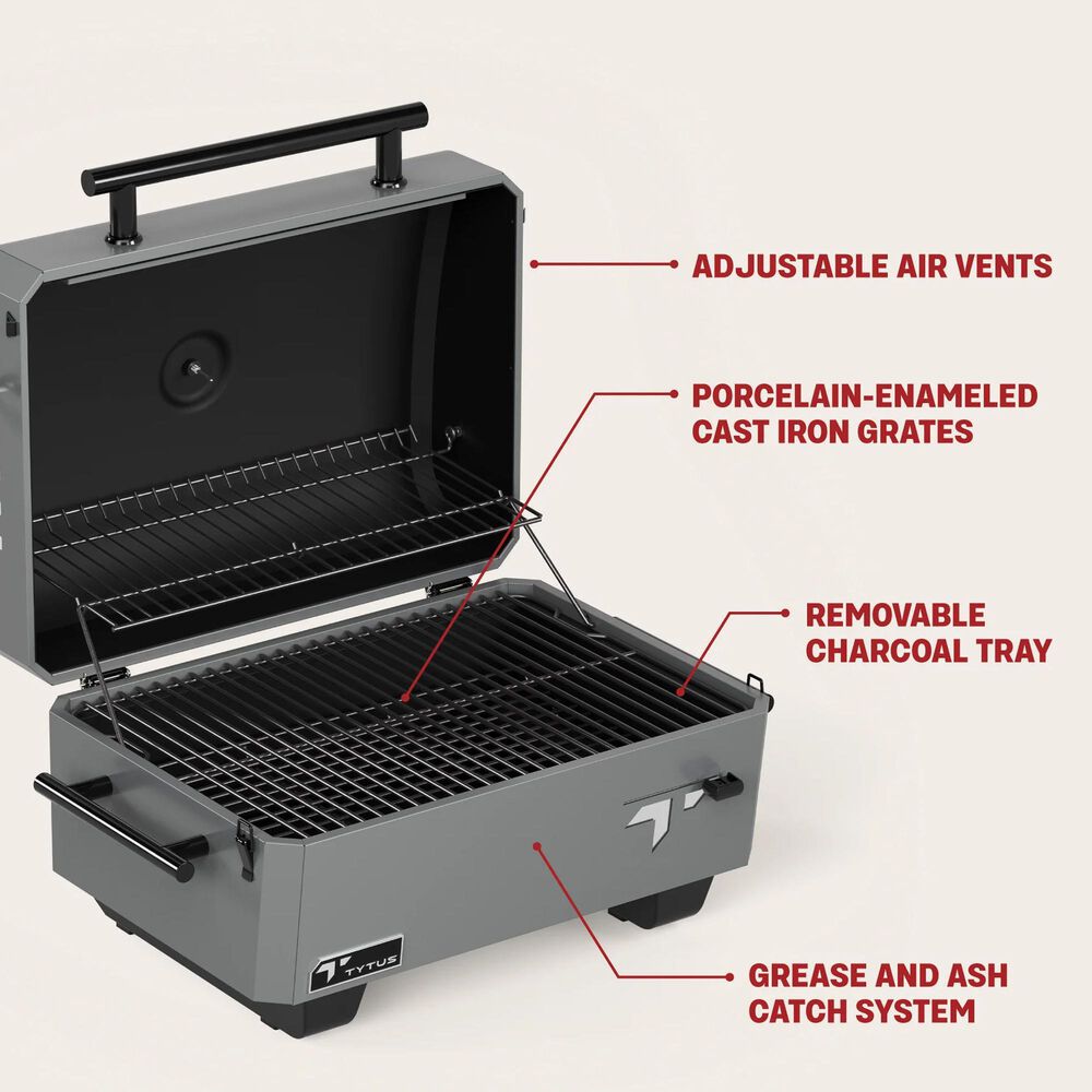 TYTUS Emberwood Portable Charcoal Grill in Gunmetal Gray, , large