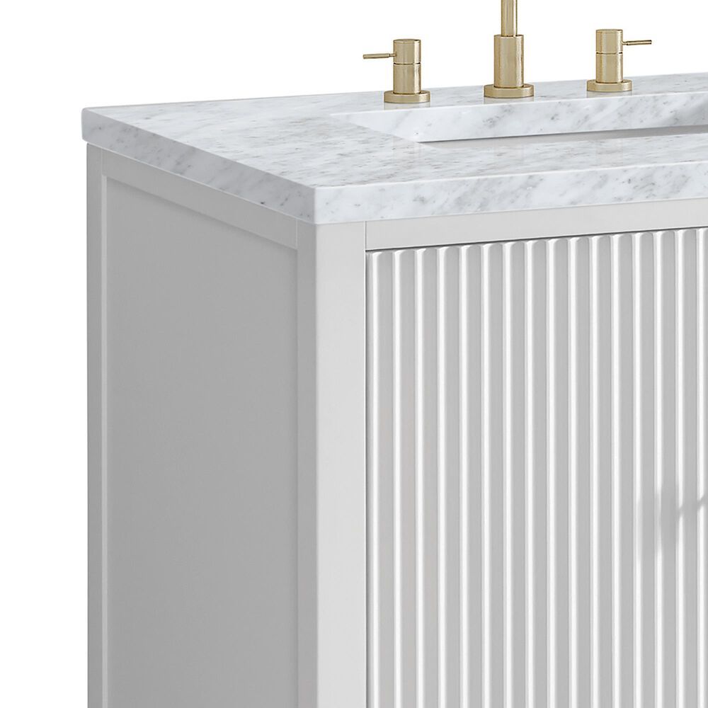 James Martin Vanities Myrrin 60&quot; Double Vanity in Bright White with 3 cm Carrara White Marble Top, , large
