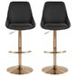 LumiSource Diana Adjustable Barstool with Black Faux Leather Upholstery in Gold (Set of 2), , large