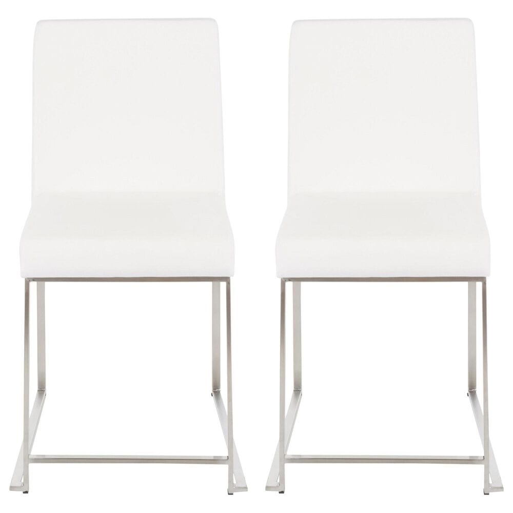 Lumisource Fuji Side Chair with White Velvet Cushion in Brushed Stainless Steel &#40;Set of 2&#41;, , large