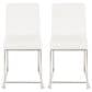 Lumisource Fuji Side Chair with White Velvet Cushion in Brushed Stainless Steel (Set of 2), , large