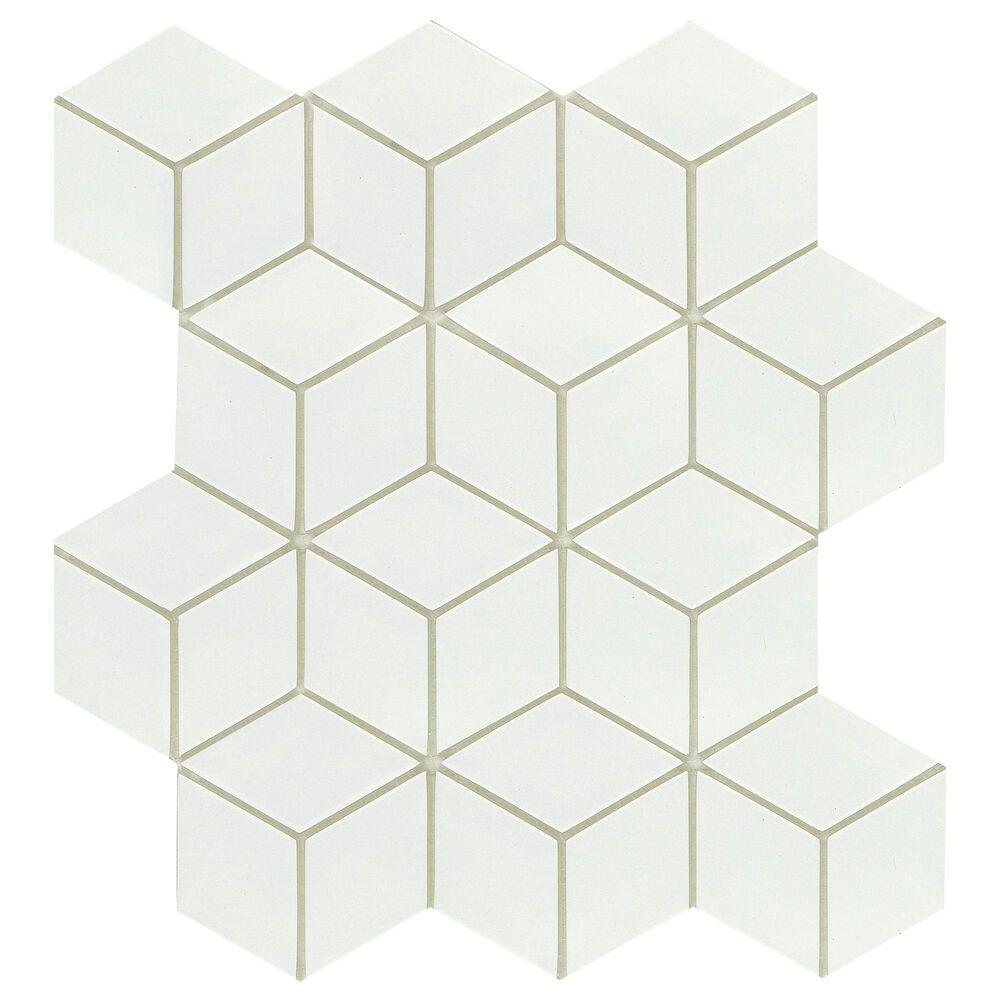 Emser Concept 10" x 12" White Cube Glass Mosaic Tile, , large