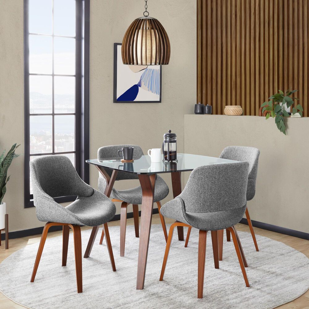 Lumisource Fabrico Side Chair with Grey Noise Upholstered in Walnut &#40;Set of 2&#41;, , large