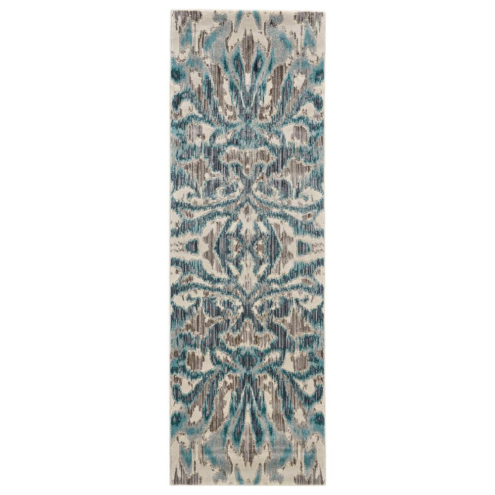 Feizy Rugs Keats 3467F 2'7" x 8 Aqua/Haze Runner, , large