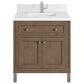 James Martin Vanities Chicago 30" Single Bathroom Vanity in Whitewashed Walnut with Single Hole 3 cm White Zeus Quartz Top and Rectangular Sink, , large