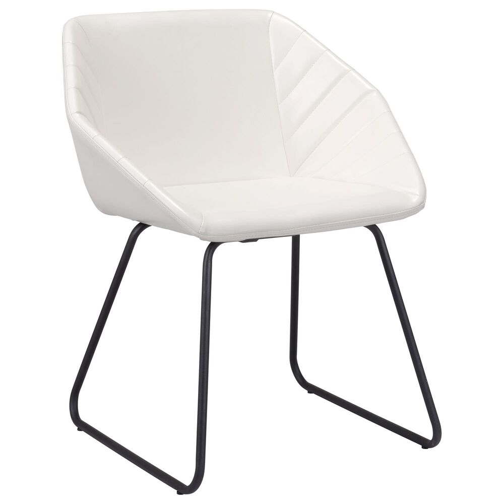Zuo Modern Miguel Dining Chair in White/Matte Black, , large