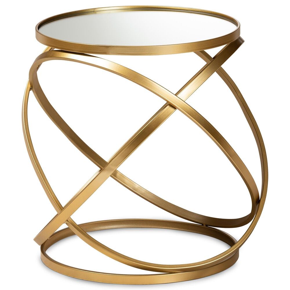 Baxton Studio Desma End Table in Brushed Gold, , large