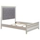 Belle Furnishings Reflections Queen Panel Bed with Gray Upholstered in Pearl White and Rhinestone, , large