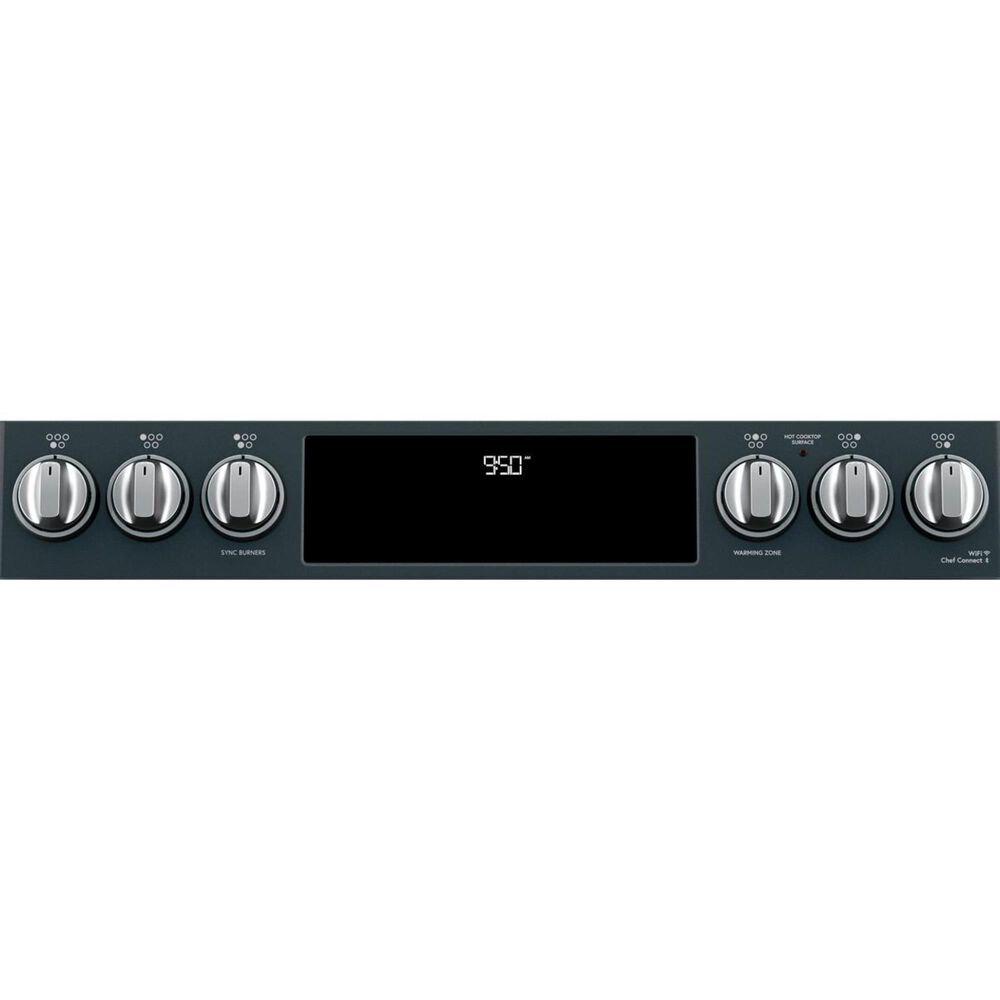 Cafe 30&quot; Slide-In Front Control Induction and Convection Double Oven Range in Matte Black With Brushed Stainless Handles and Control Knobs, , large