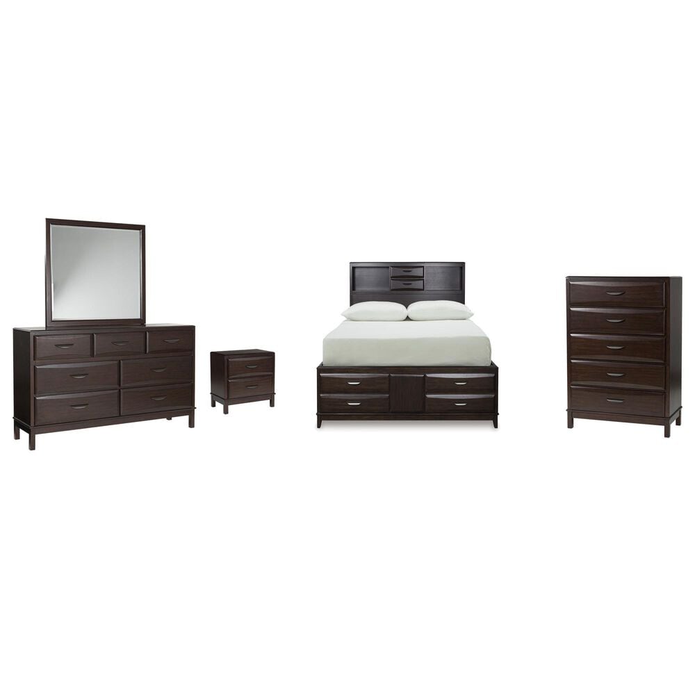 Ashley Vanmore 5-Piece Queen Storage Bedroom Set in Dark Brown, , large