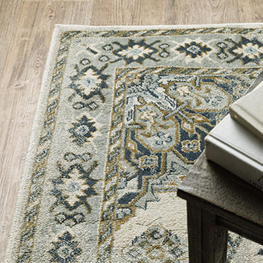 Oriental Weavers Branson Oriental Mendallio 5&#39;3&quot; x 7&#39;3&quot; Ivory and Blue Area Rug, , large