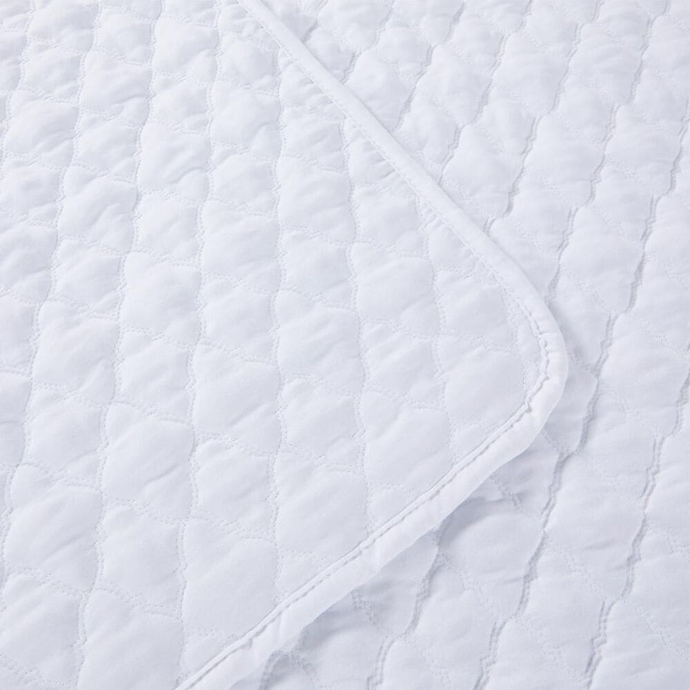 Jiangsu Royal Home Diamond Stitch Quilt 3pc-White-F/Q, , large