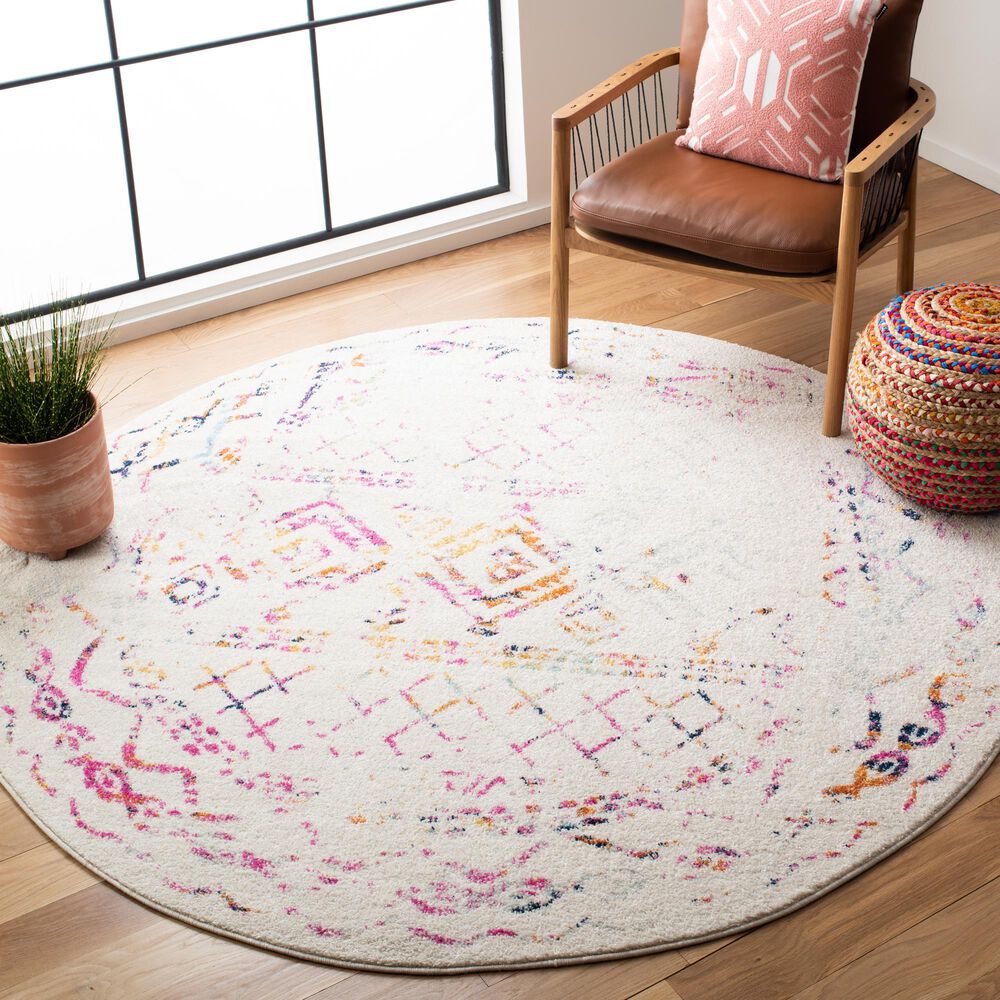 Safavieh Tulum  6&#39;7&quot; Round  Fuchsia Area Rug, , large