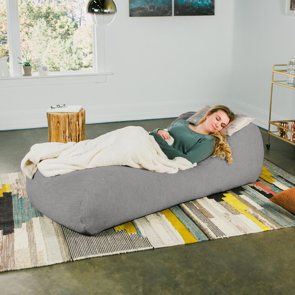 Jaxx Arlo Chaise Lounge Bean Bag Chair in Grey, , large