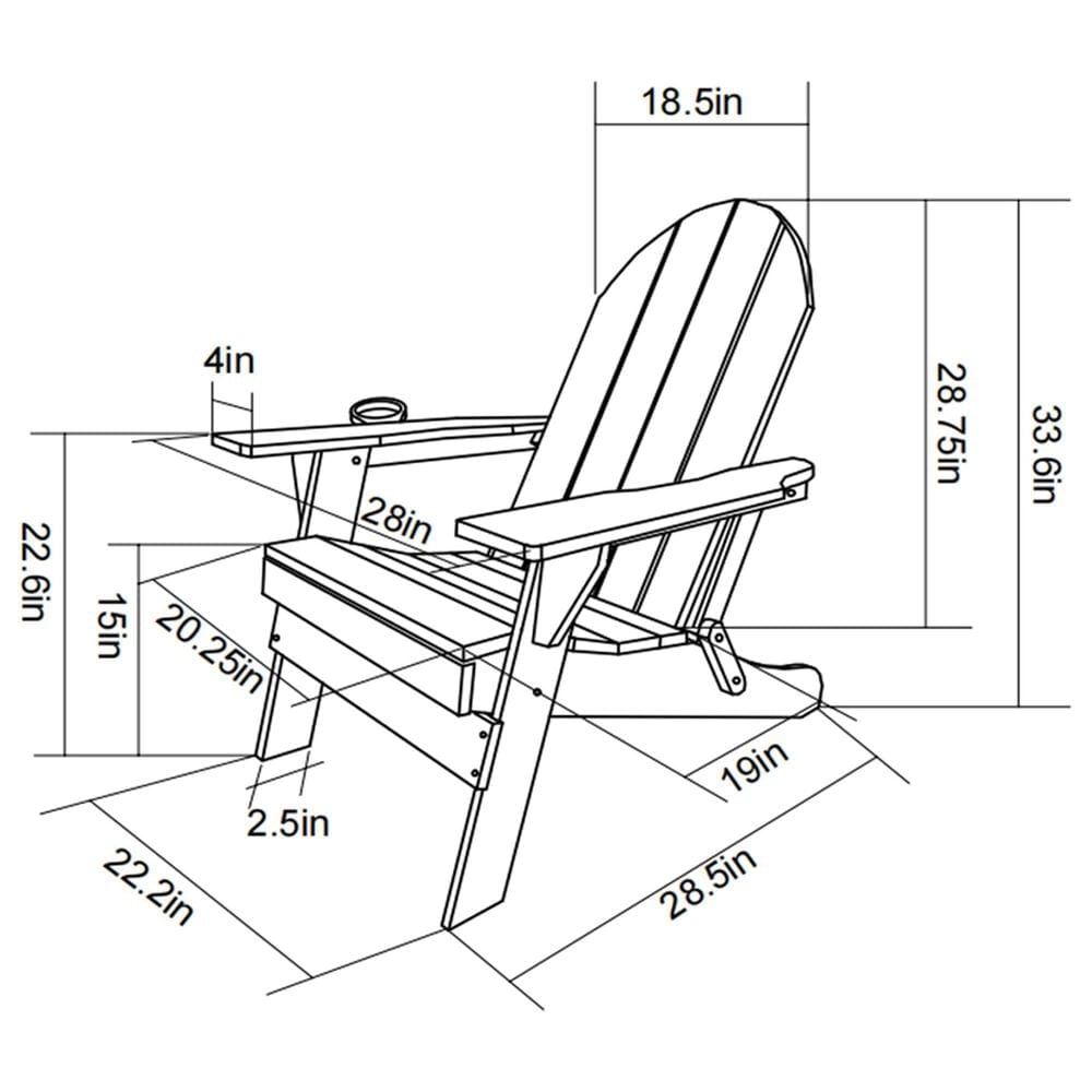 Hearth and Haven 34" Outdoor Folding Adirondack Chair with Cup Holder in White, , large
