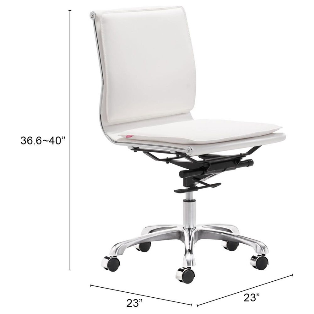 Zuo Modern Lider Plus Office Chair in White and Silver, , large