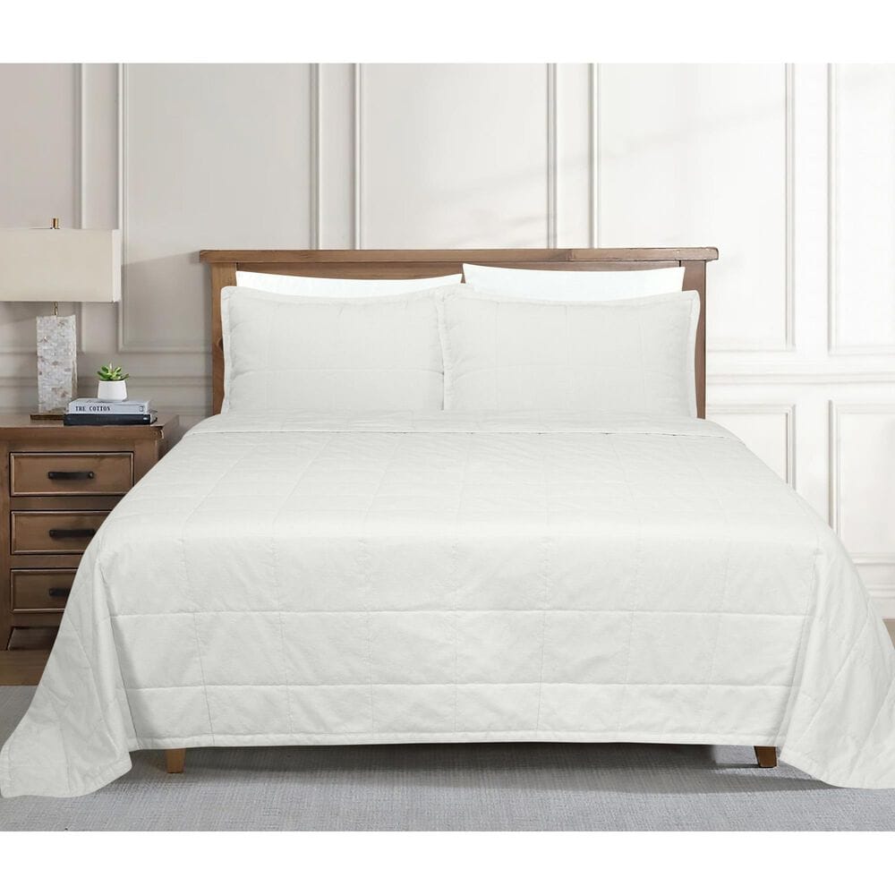 Ann Gish Cotton Canvas 3-Piece Queen Coverlet Set in Bone, , large