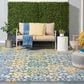 Nourison Aloha 9" x 12" Ivory and Blue Indoor/Outdoor Area Rug, , large
