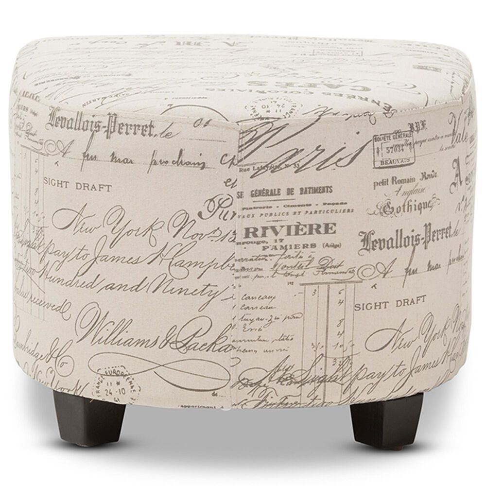 Baxton Studio Benson Club Chair and Ottoman Set with Beige Cushion in Coffee, , large